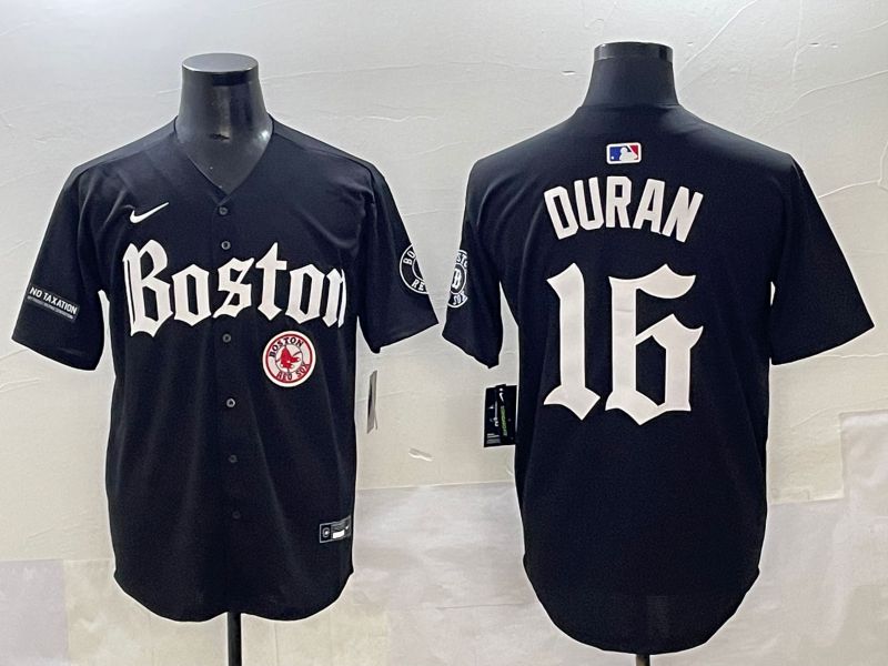 Men 2025 Boston Red Sox 16 Duran Black Five generations Joint Name Nike MLB Jersey style 18
